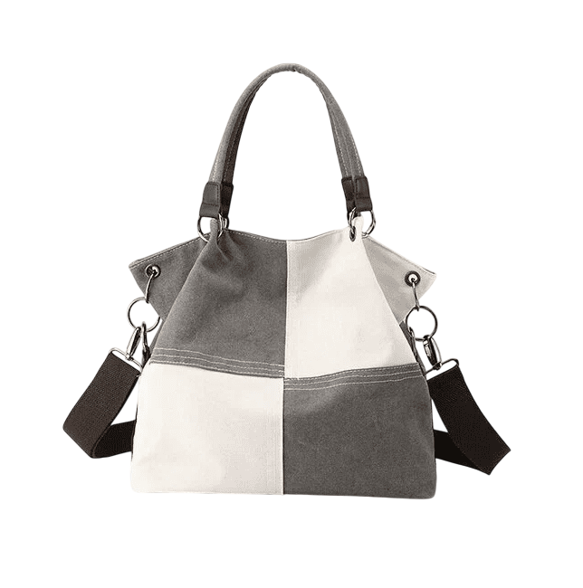 Two-Tone White and Grey Block Design Women's Bag